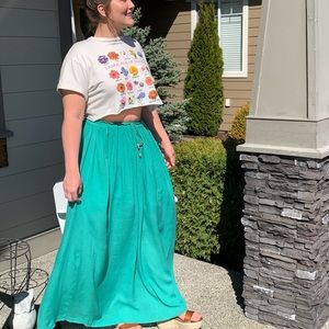 Teal Maxi Skirt // Floral Crop